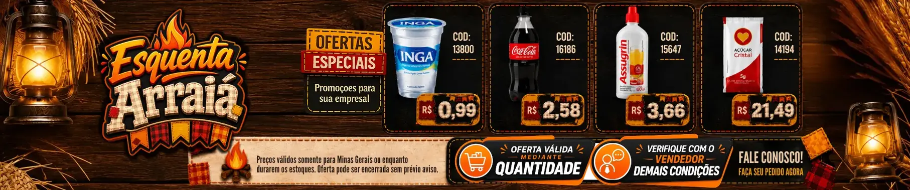 Banner Esquenta Arraiá com ofertas especiais para empresas na Panamericana Distribuidora